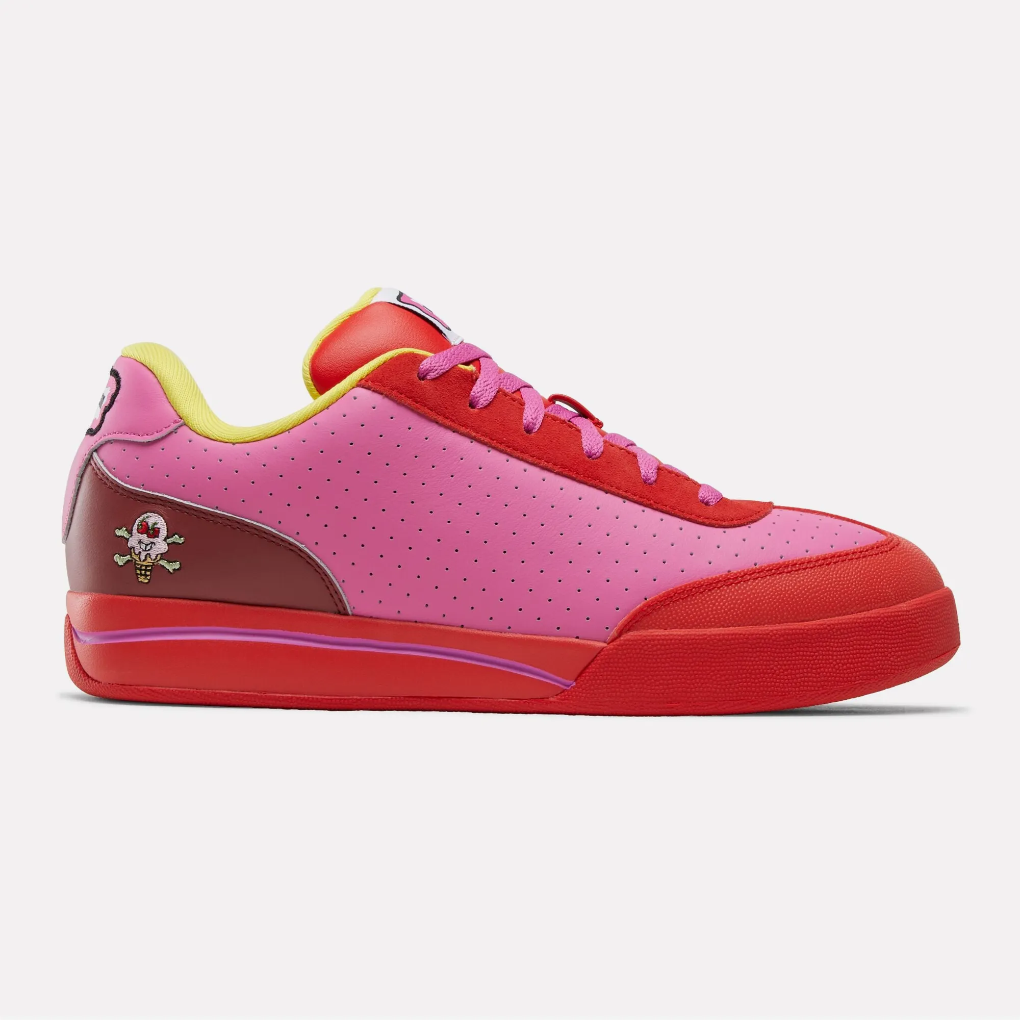 Premium sneakers Reebok Board Flip BBC Ice Cream red and pink side profile.