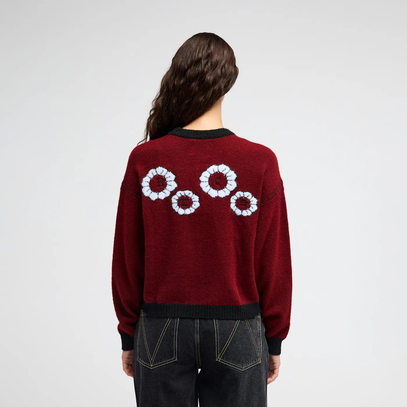 RVCA Dalas Flower Knit Sweater Brick Red