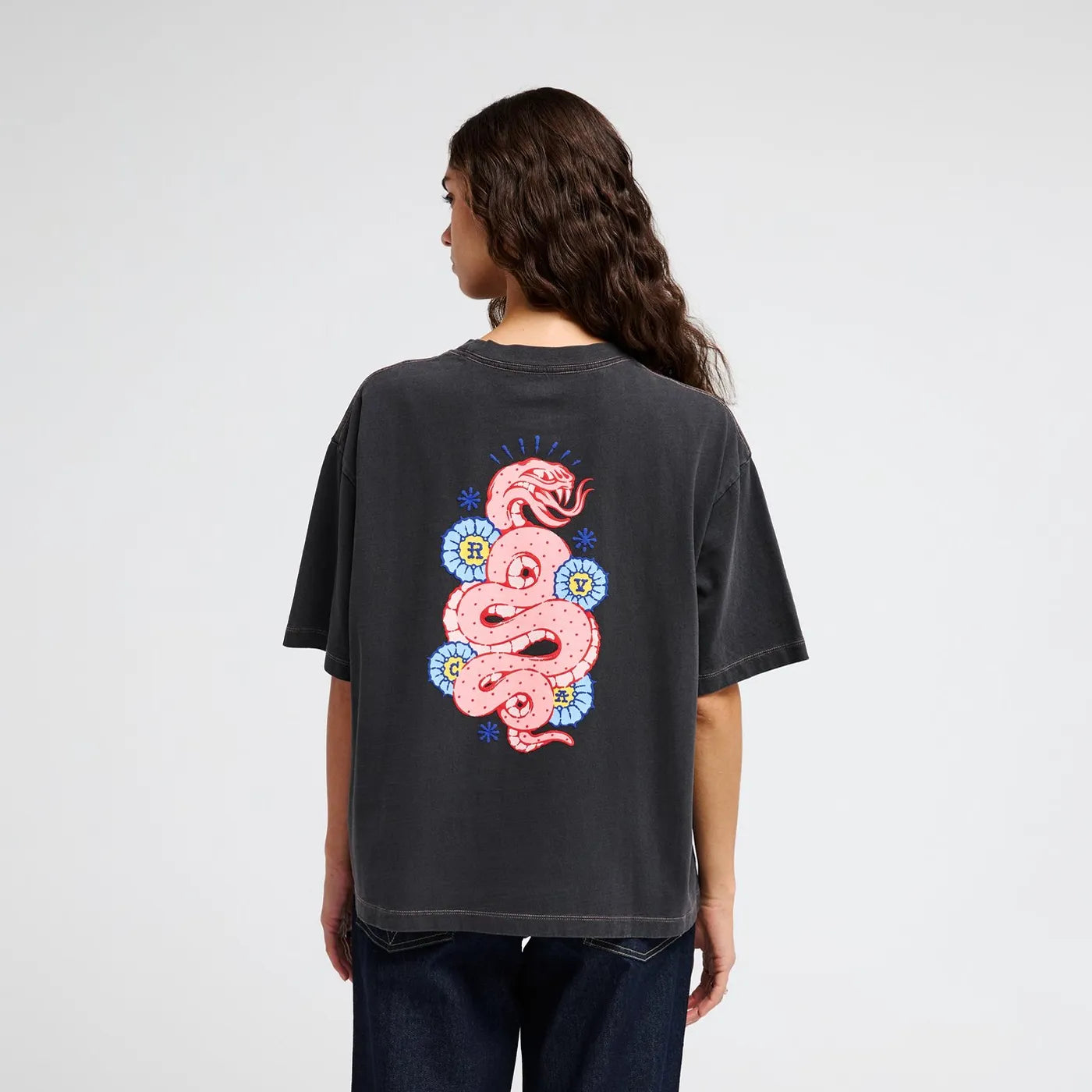 RVCA Dalas Snake T-Shirt Washed Black