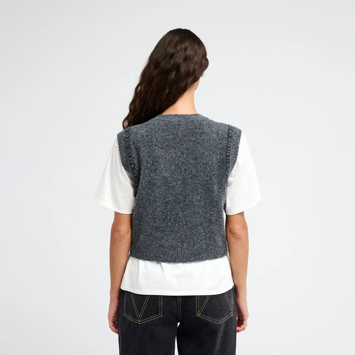 RVCA Dalas Snake Knit Sweater Vest Washed Black