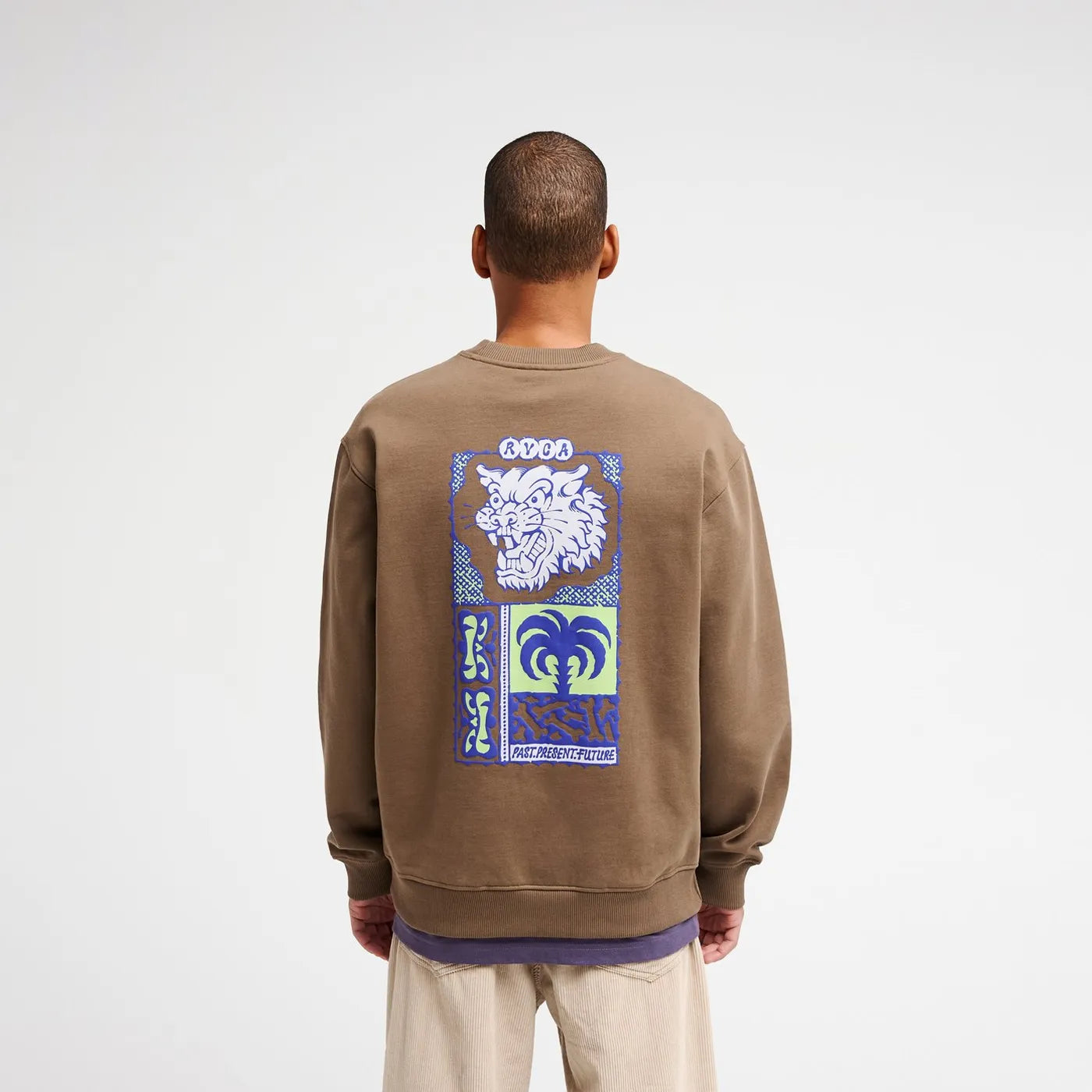 Sweat col rond RVCA Dalas Tiger Palm Wood