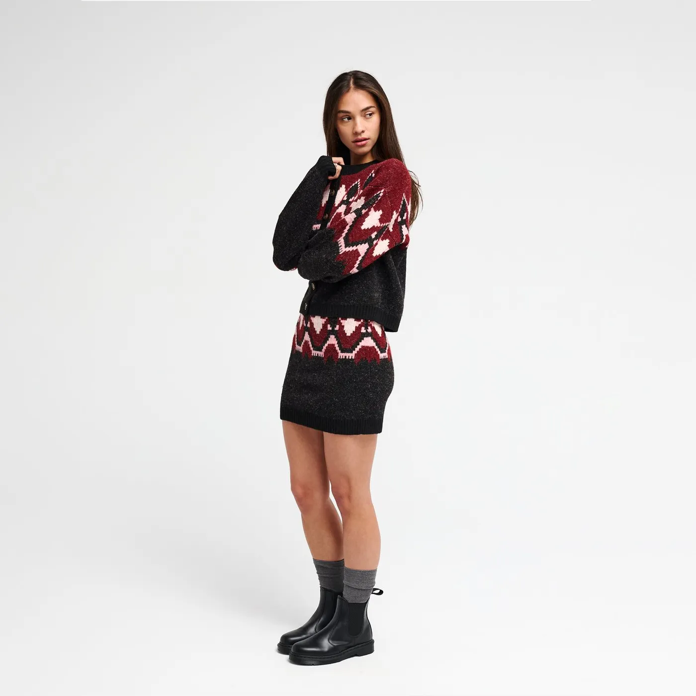 Cardigan RVCA Fairisle Washed Black