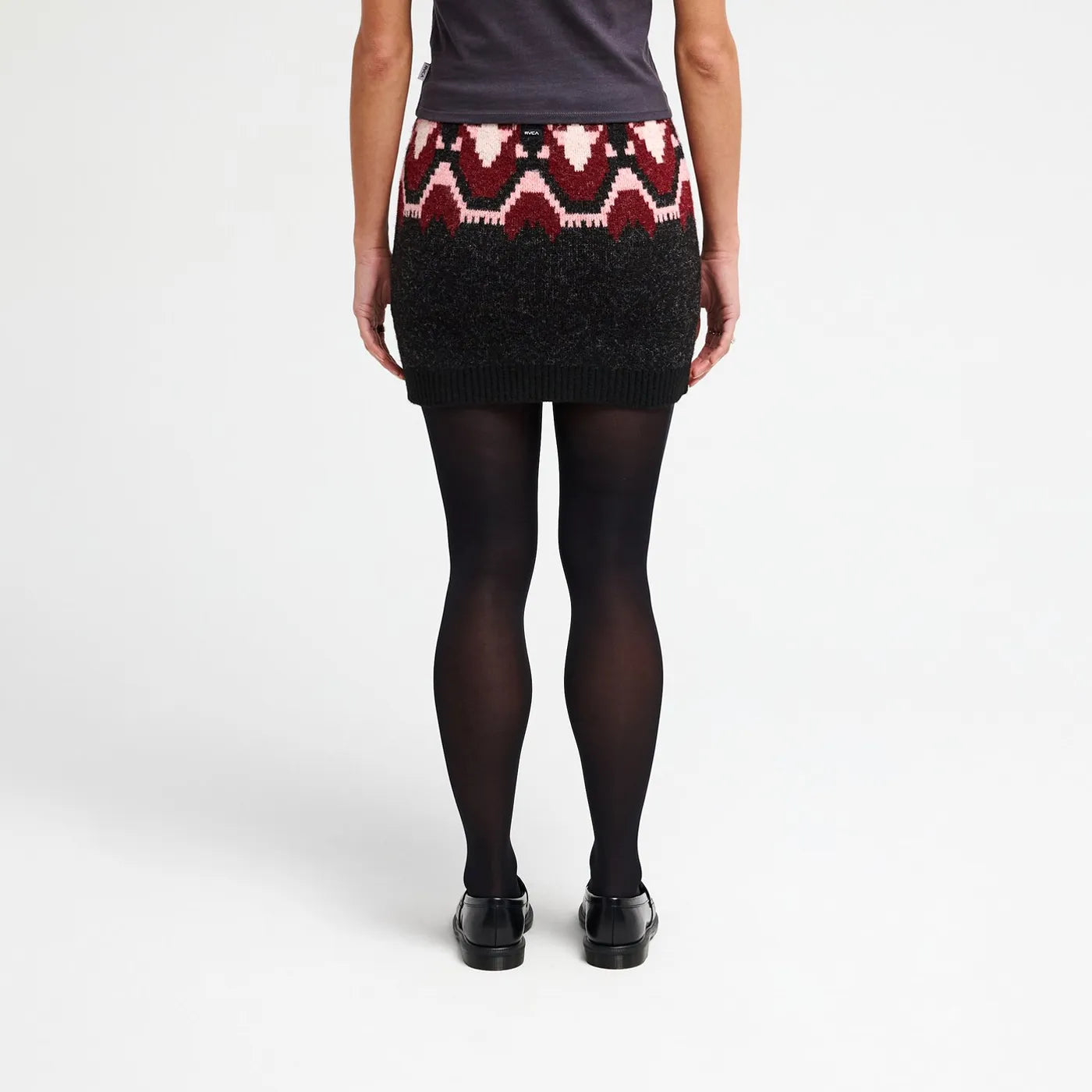 Jupe courte en maille RVCA Fairisle Skirt Washed Black