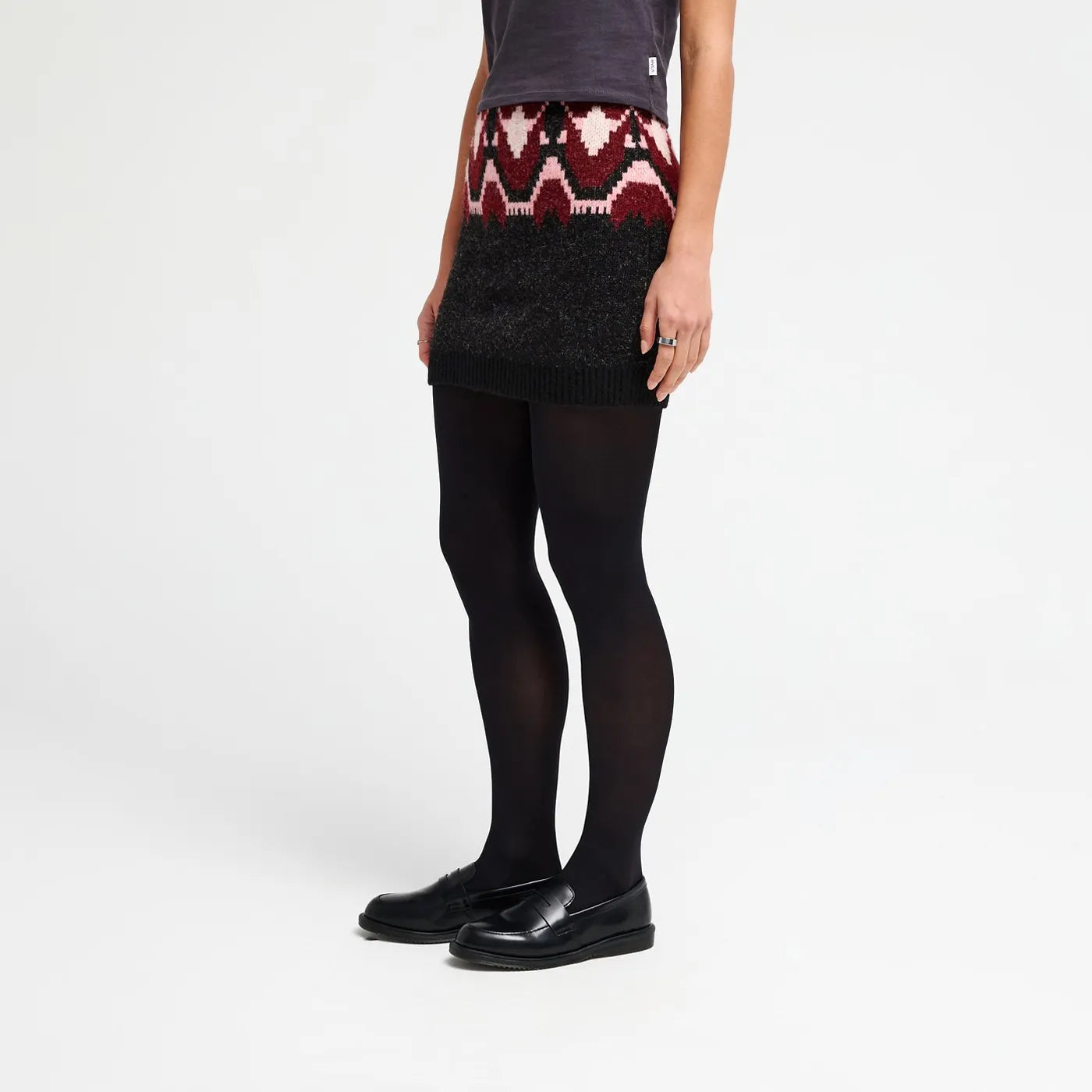 Jupe courte en maille RVCA Fairisle Skirt Washed Black
