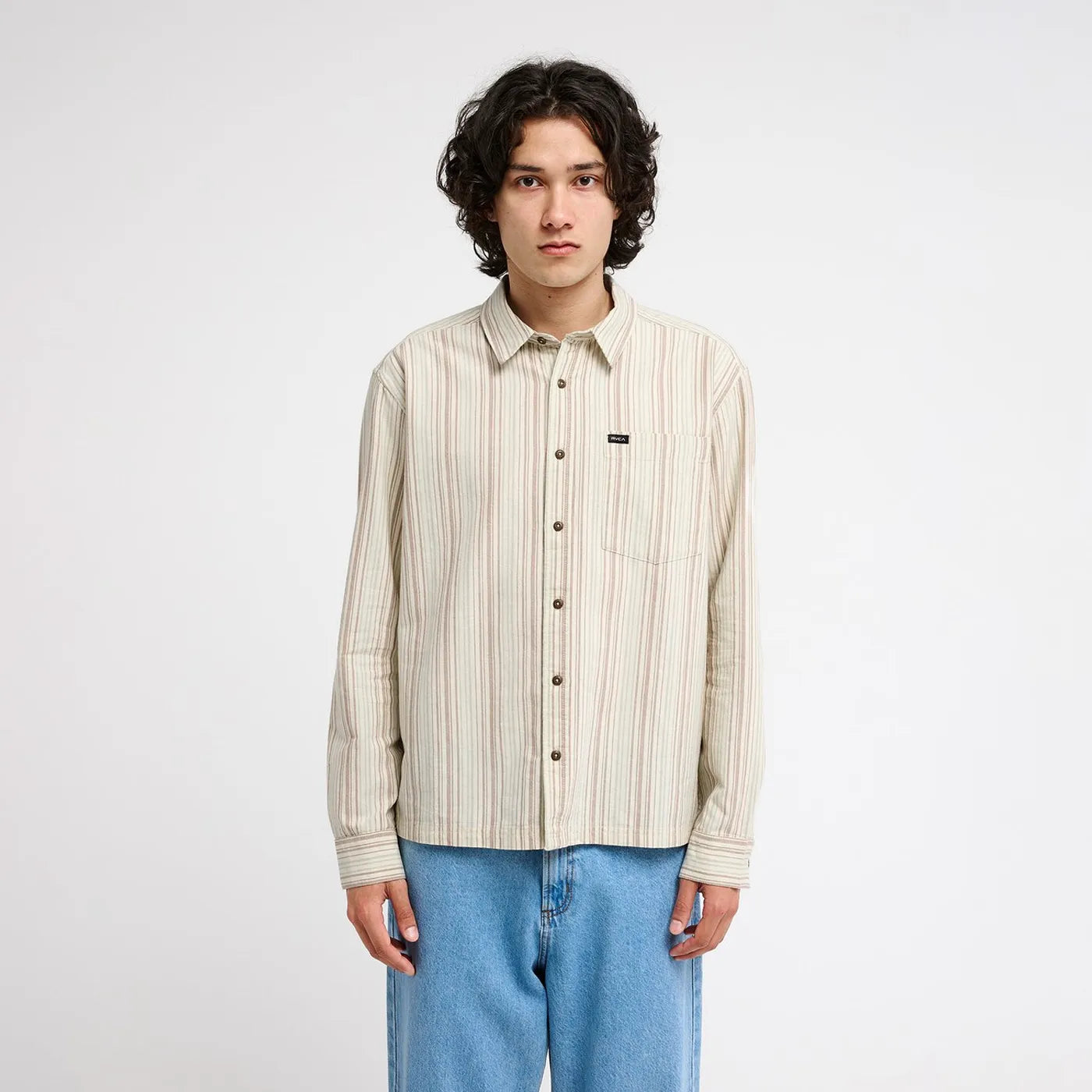Chemise manches longues RVCA Harry Stripe Khaki