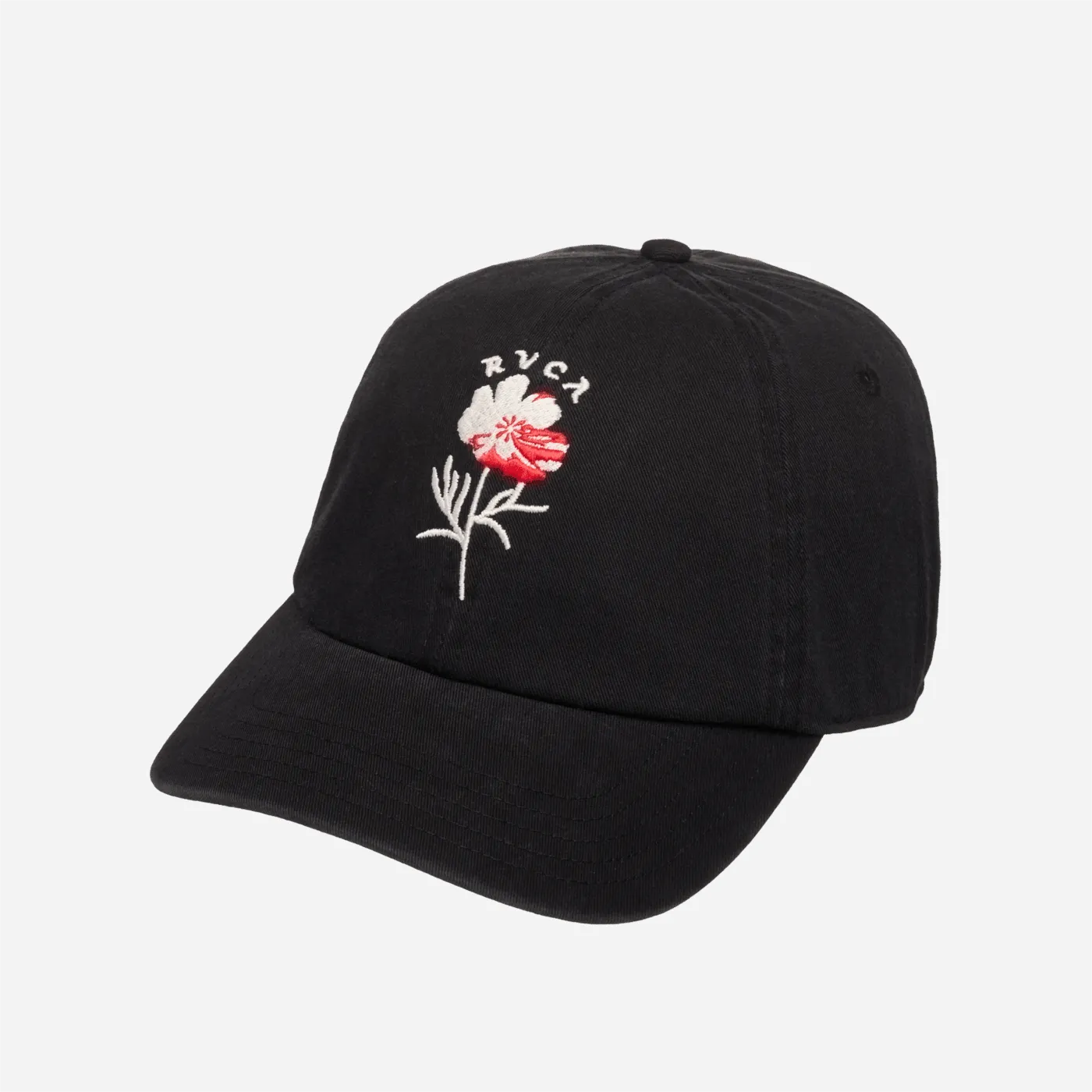 RVCA Odai Washed Dad Cap black with embroidered floral graphic