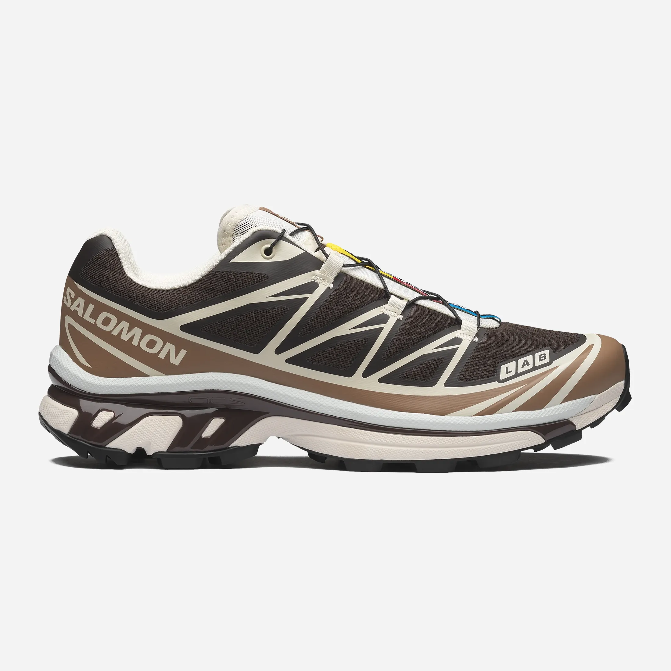 Salomon XT-6 Black Coffee Burro premium trail sneaker, side profile