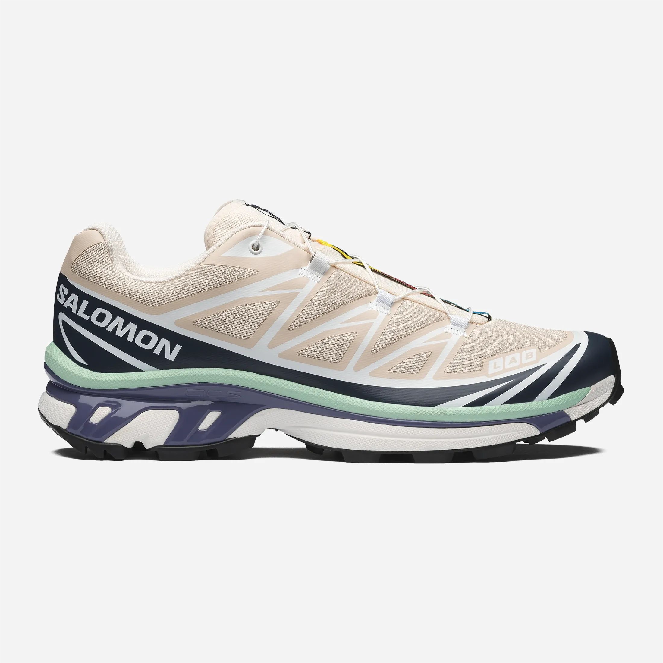 Salomon XT-6 Tapioca Spellbound Lichen premium trail sneaker, side profile