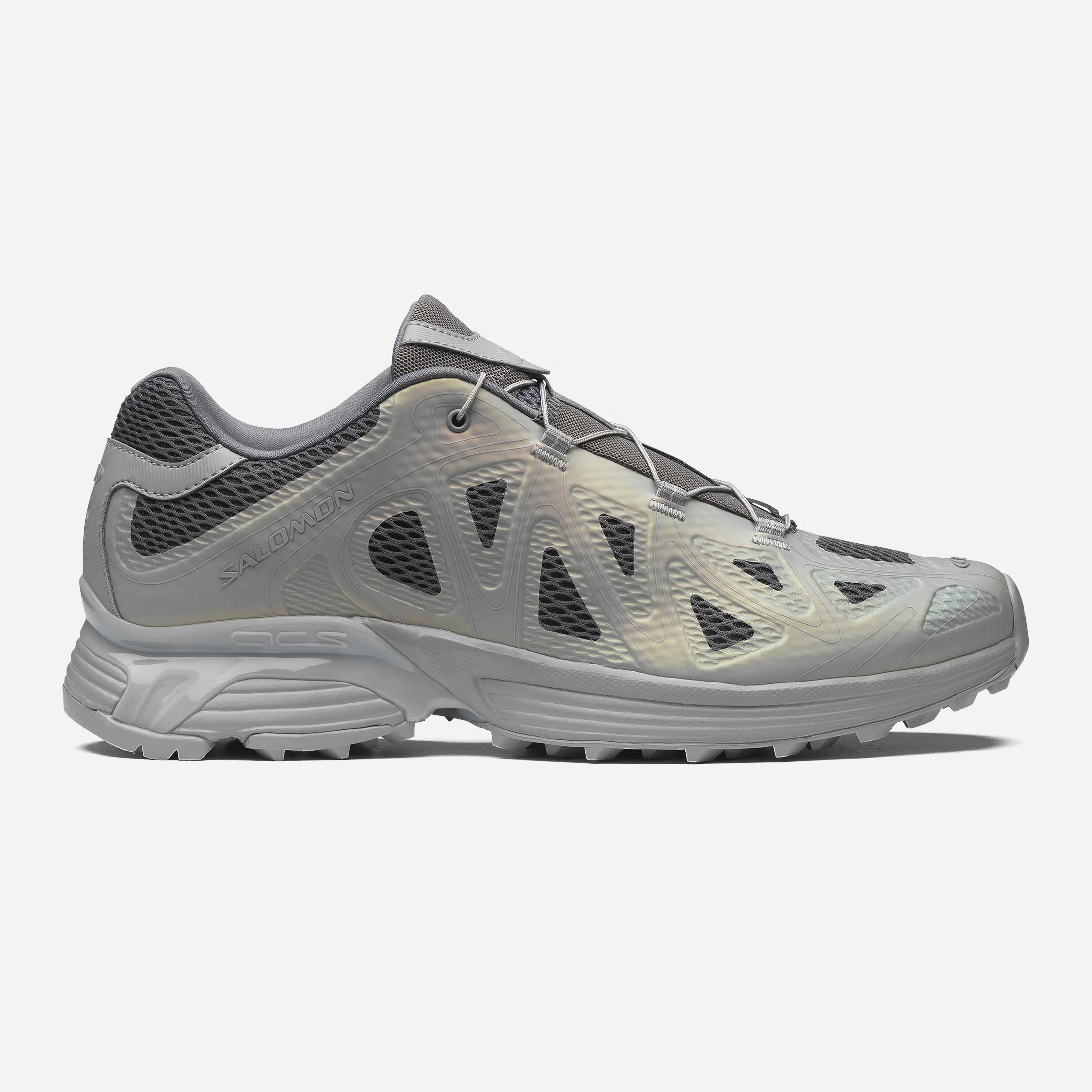 Salomon XT-Whisper Void silver grey trainers with 3D mesh.