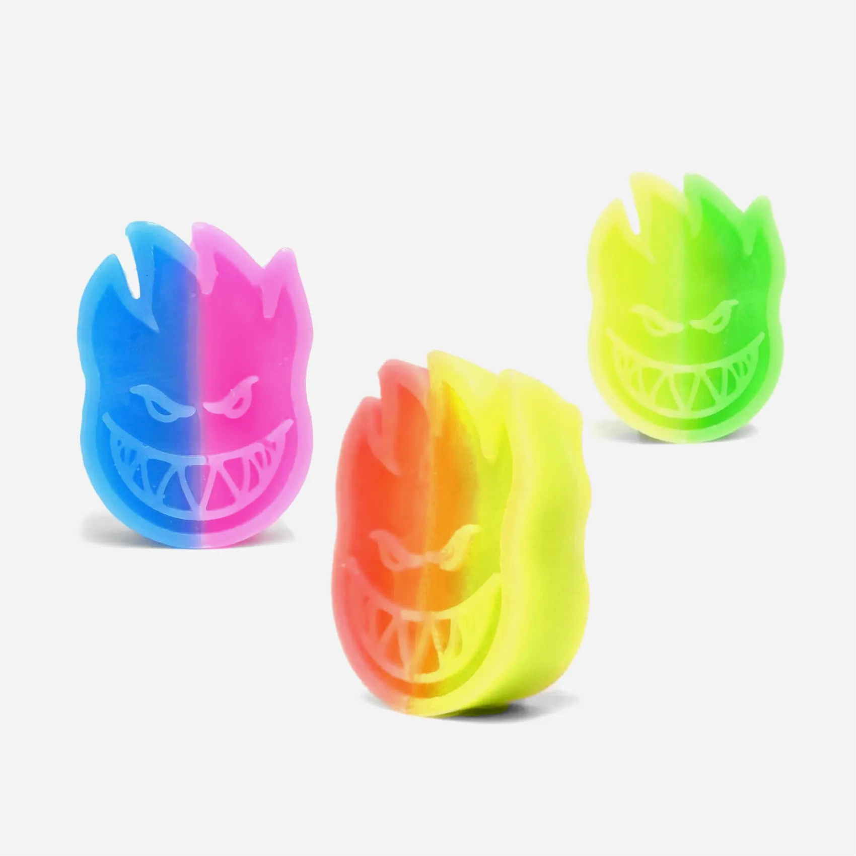 Spitfire Swirl two-tone skate wax shaped like the Bighead flame logo