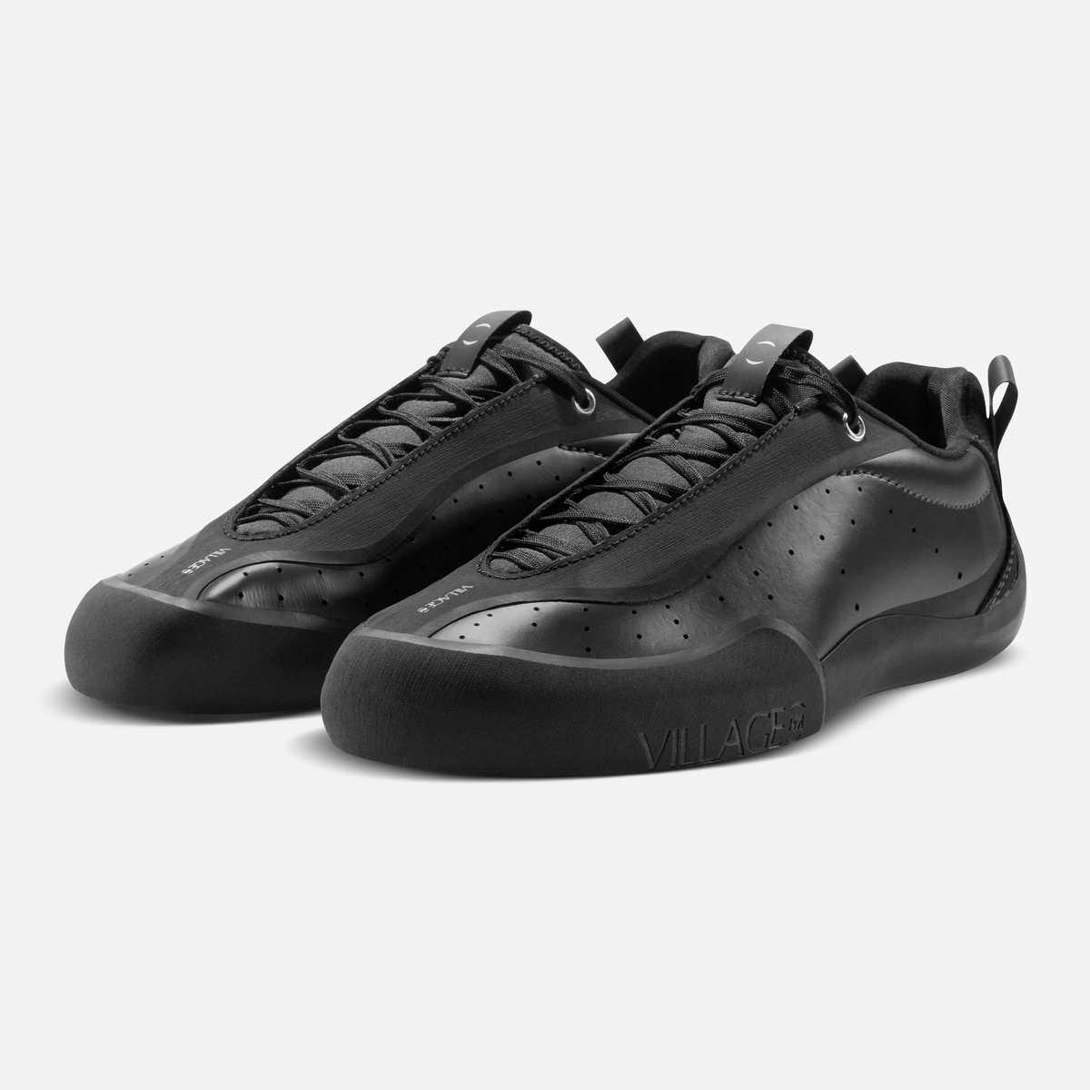 Village PM 2 PM Synthetic Leather Anthracite Natural Black, sneaker skate total black à boîte à orteils angulaire