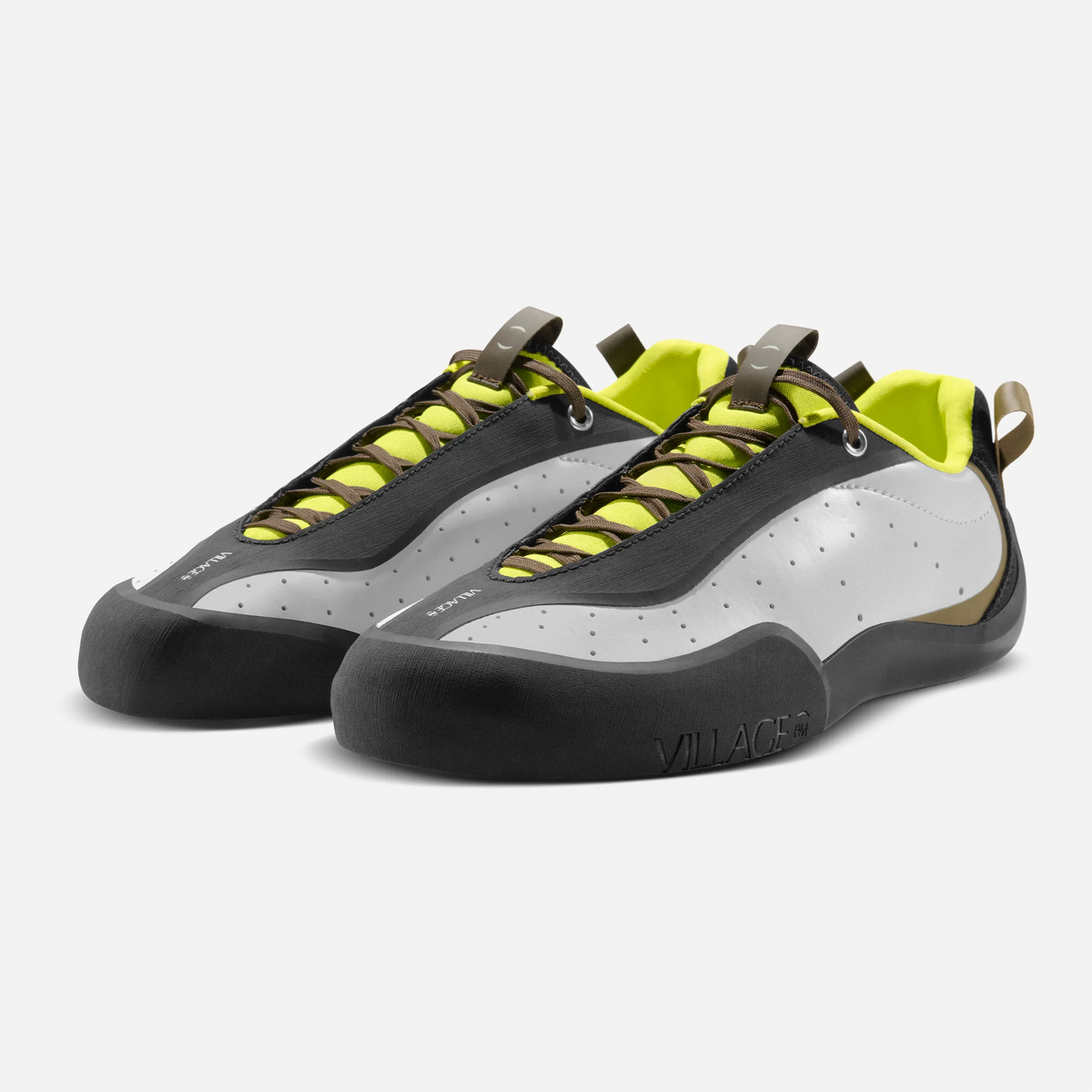 Village PM 2 PM Synthetic Leather White Lime Natural Black, sneaker skate blanche à détails lime et boîte à orteils angulaire