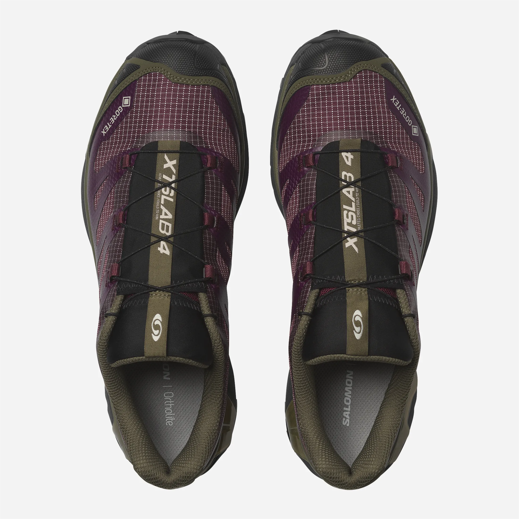Top view of Salomon XT-4 showing Quicklace lacing and XTSLAB 4 logo.