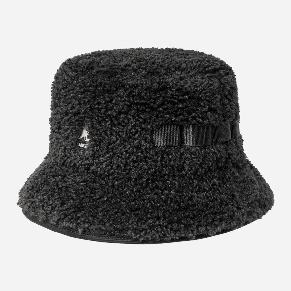 KANGOL - FAUX SHEARLING UTILITY BUCKET - BLACK