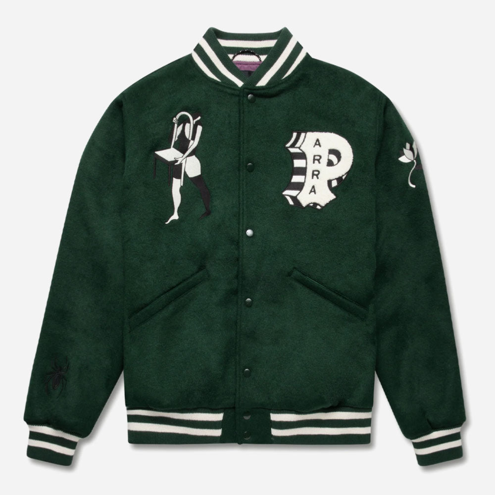 PARRA - CLOUDY STAR VARSITY  JACKET - Pine green