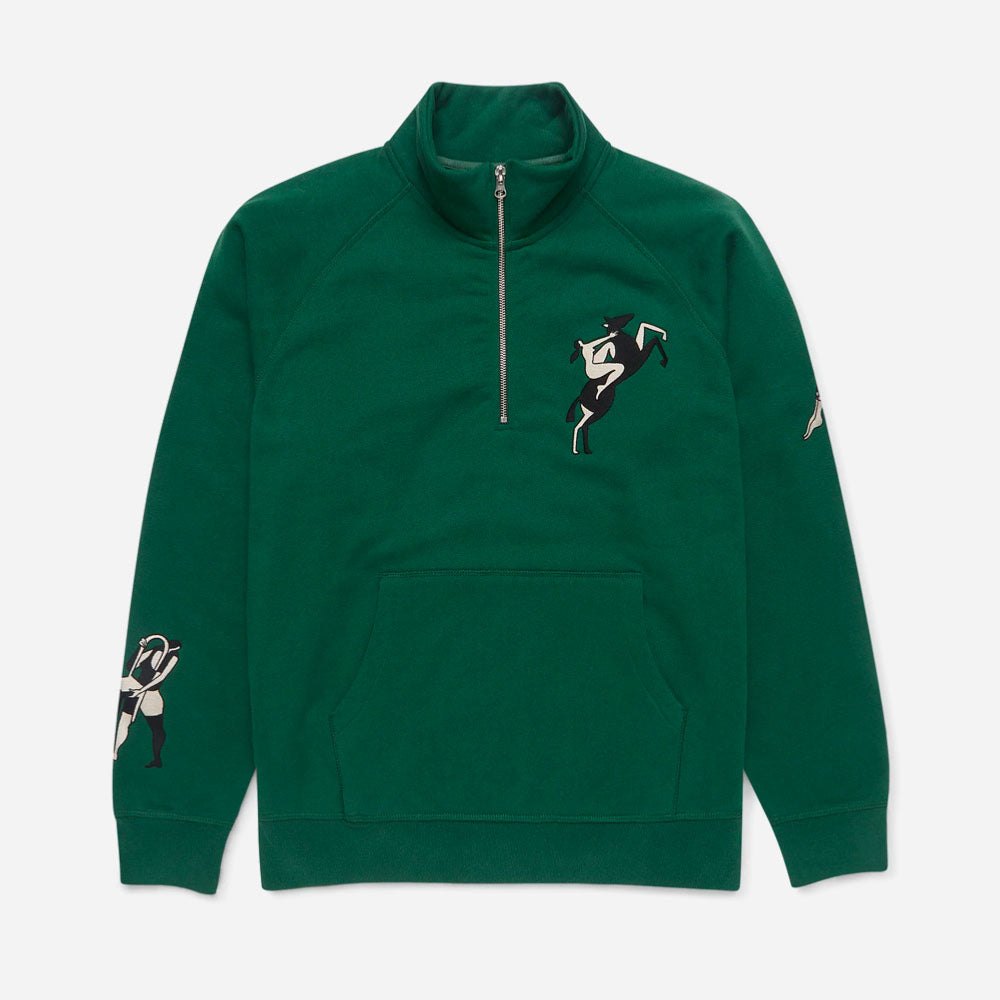 PARRA - LIFE EXPERIENCE HALF ZIP SWEATSHIRT - PINE GREEN
