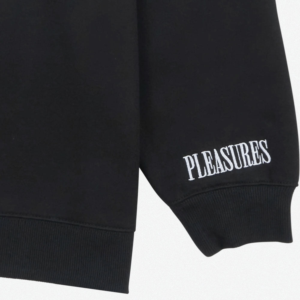 PLEASURES - CUT HERE RAGLAN CREWNECK - BLACK