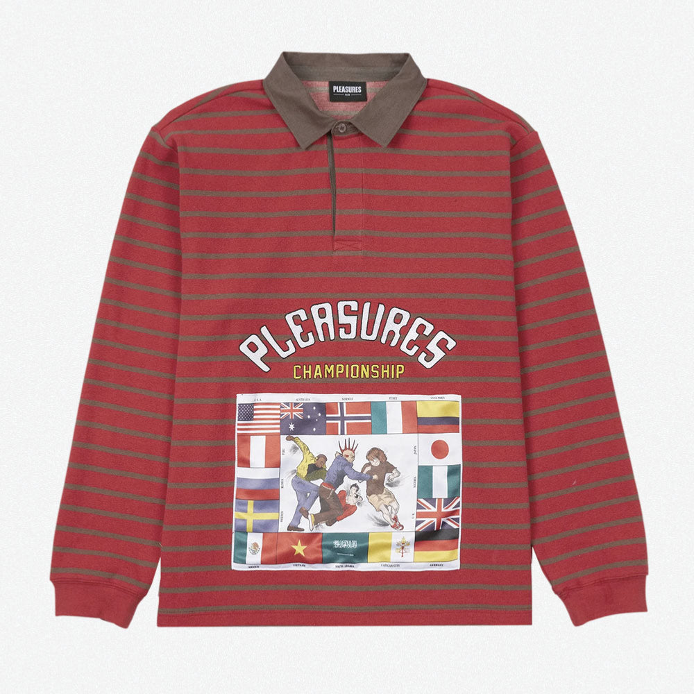 PLEASURES - Championship Rugby Long Sleeve - Red