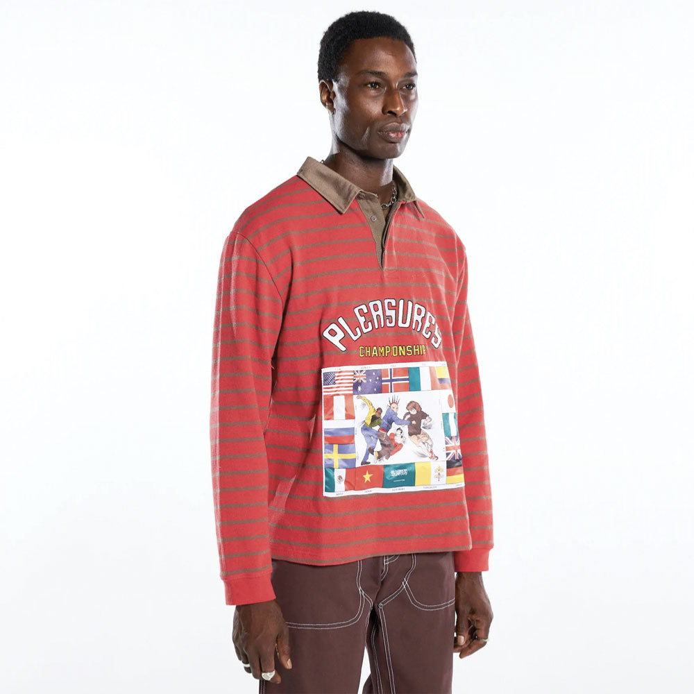 PLEASURES - CHAMPIONSHIP RUGBY LONG SLEEVE - RED
