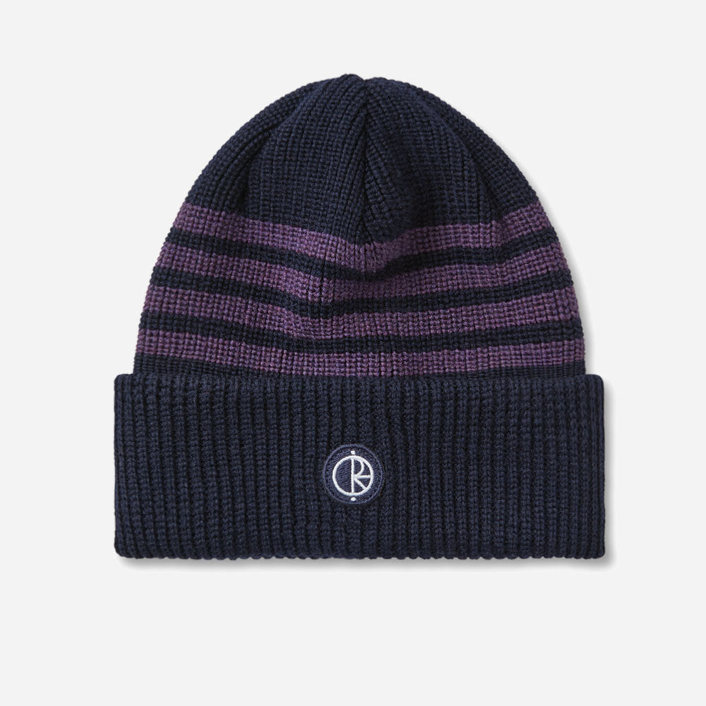 Polar - Stripe Merino Beanie - Navy Purple