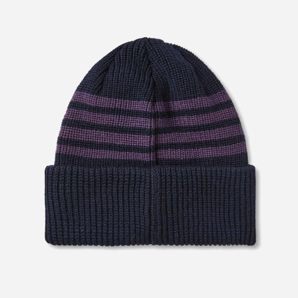 Polar - Stripe Merino Beanie - Navy Purple