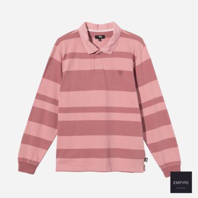Stussy 2 tone stripe ls rugby - pink