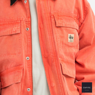 Stussy washed canvas shop jacket orange