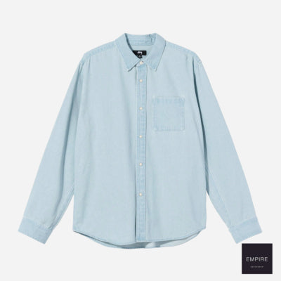 Stussy Flower embraided denim shirt light blue