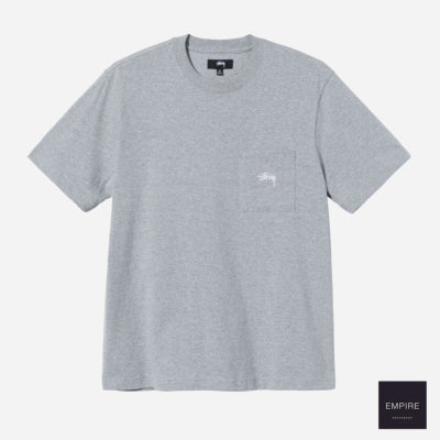 Stussy - Stock Logo SS Pocket Crew - Heather Gray