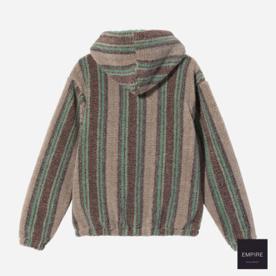Stussy Stripe Sherpa Hoodie Tan