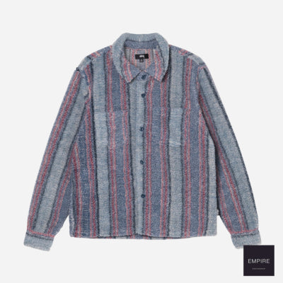 Study Stripe Sherpa Shirt Blue