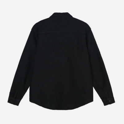 Stussy textured wool cpo ls shirt - black