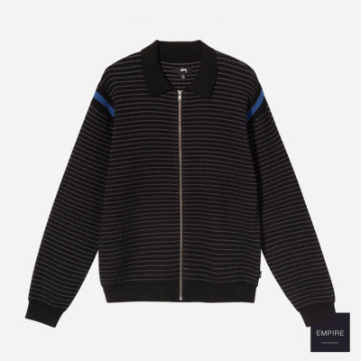 Stussy Waffle Knit LS Zip Polo - Black