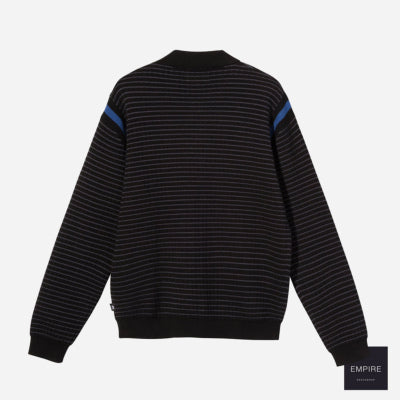 Stussy Waffle Knit LS Zip Polo - Black