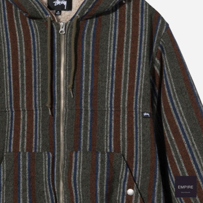 Stussy Wool Stripe Work Jacket Olive