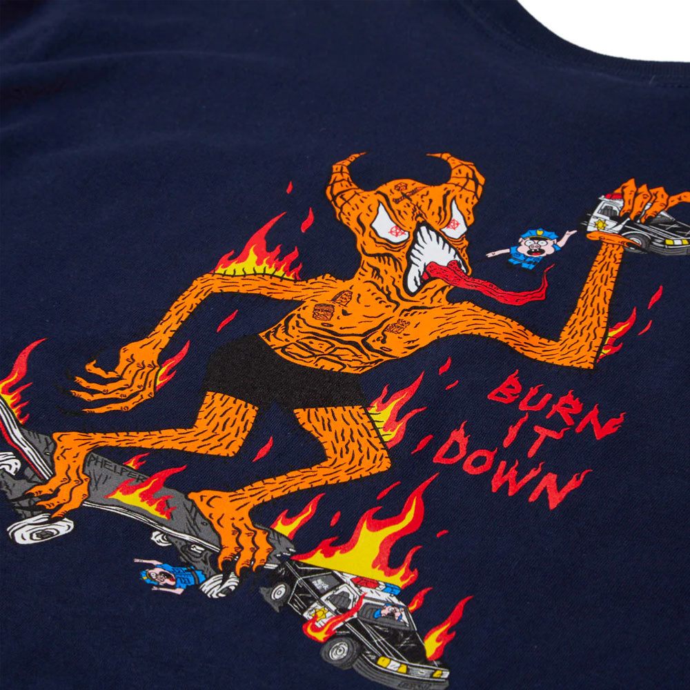 Thrasher - Burn it Down Tee - Navy