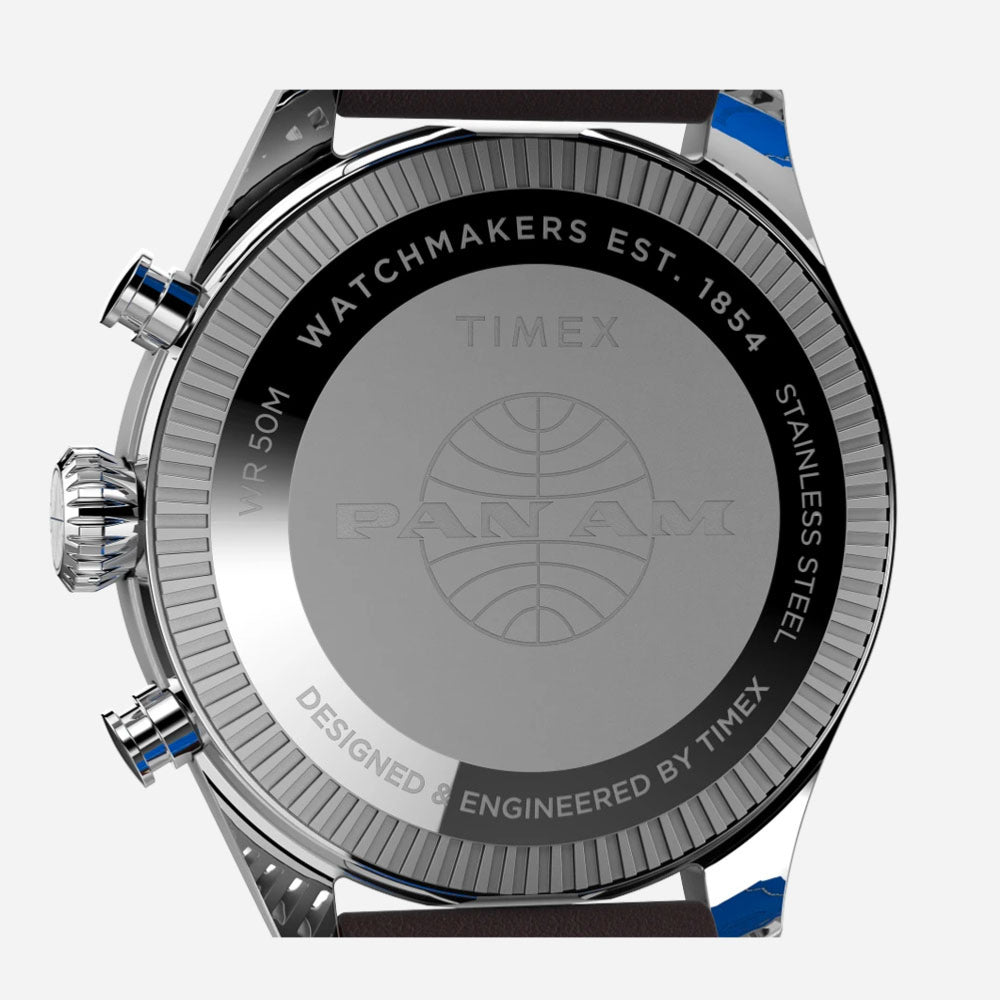 TIMEX X PAN AM - Waterbury Chronograph 42mm - Leather Strap Watch