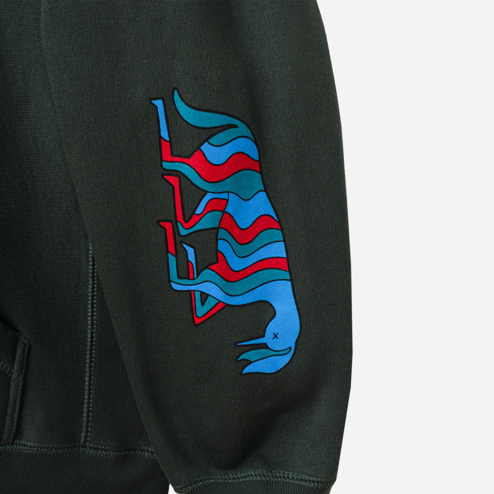 Tired Skatebord Crawl Pullover Hood - Forest