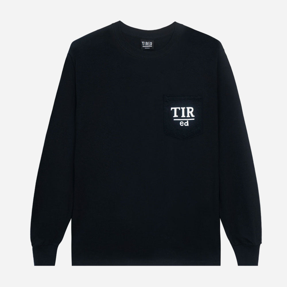 Tired Broken Key Pocket L -S Tee - Black