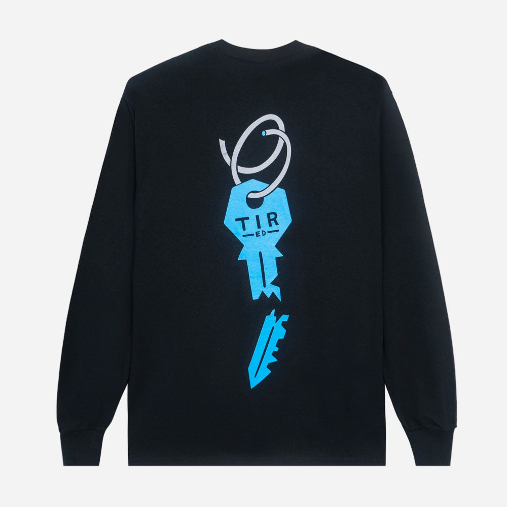 Tired Broken Key Pocket L -S Tee - Black