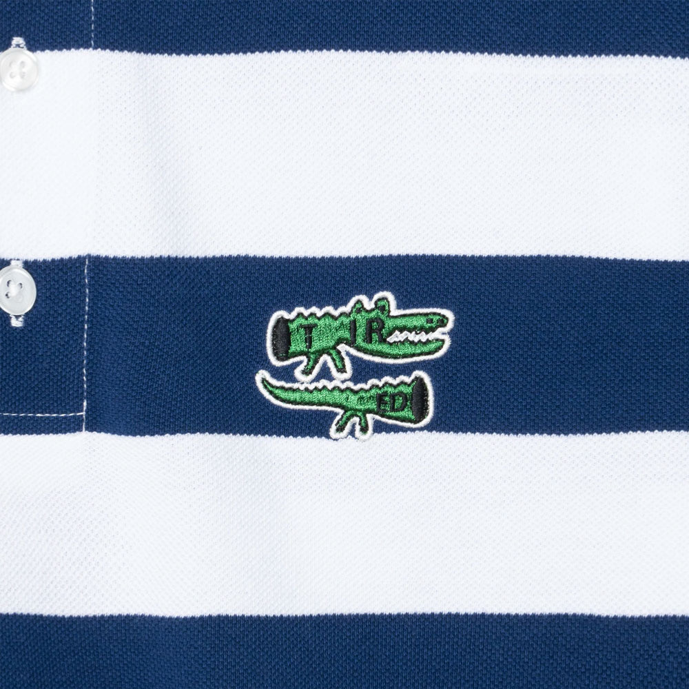 Tired - The Gator Stiped Polo - White Navy