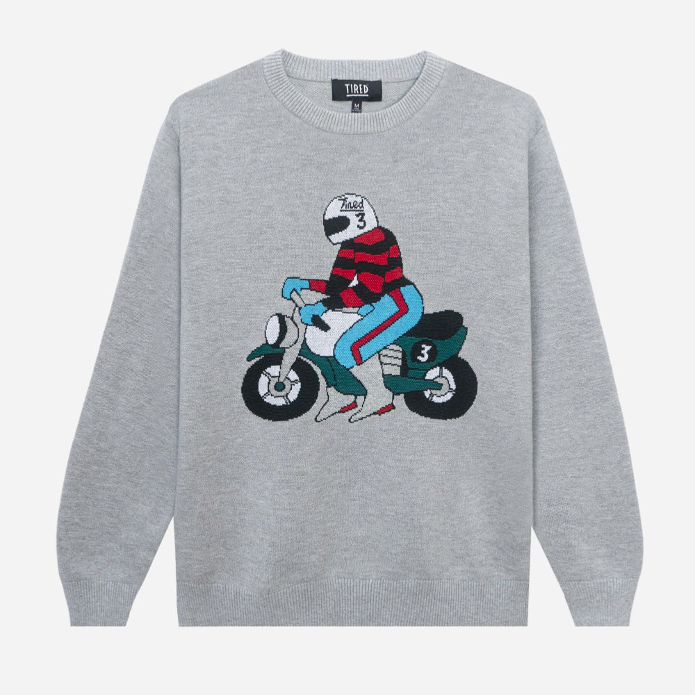 Tired Moto Knit Sweater - Gray