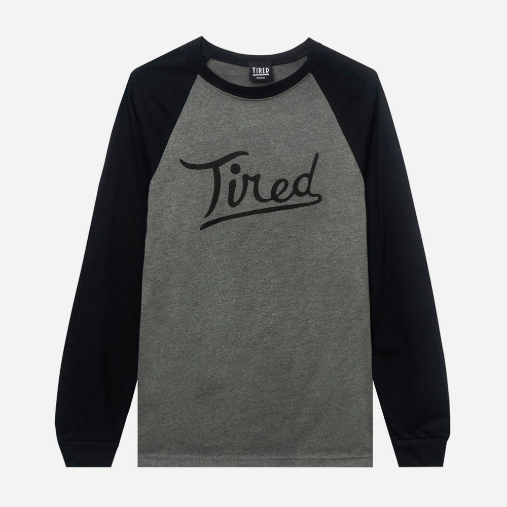 Tired - The Rounders Raglan - Gray Black