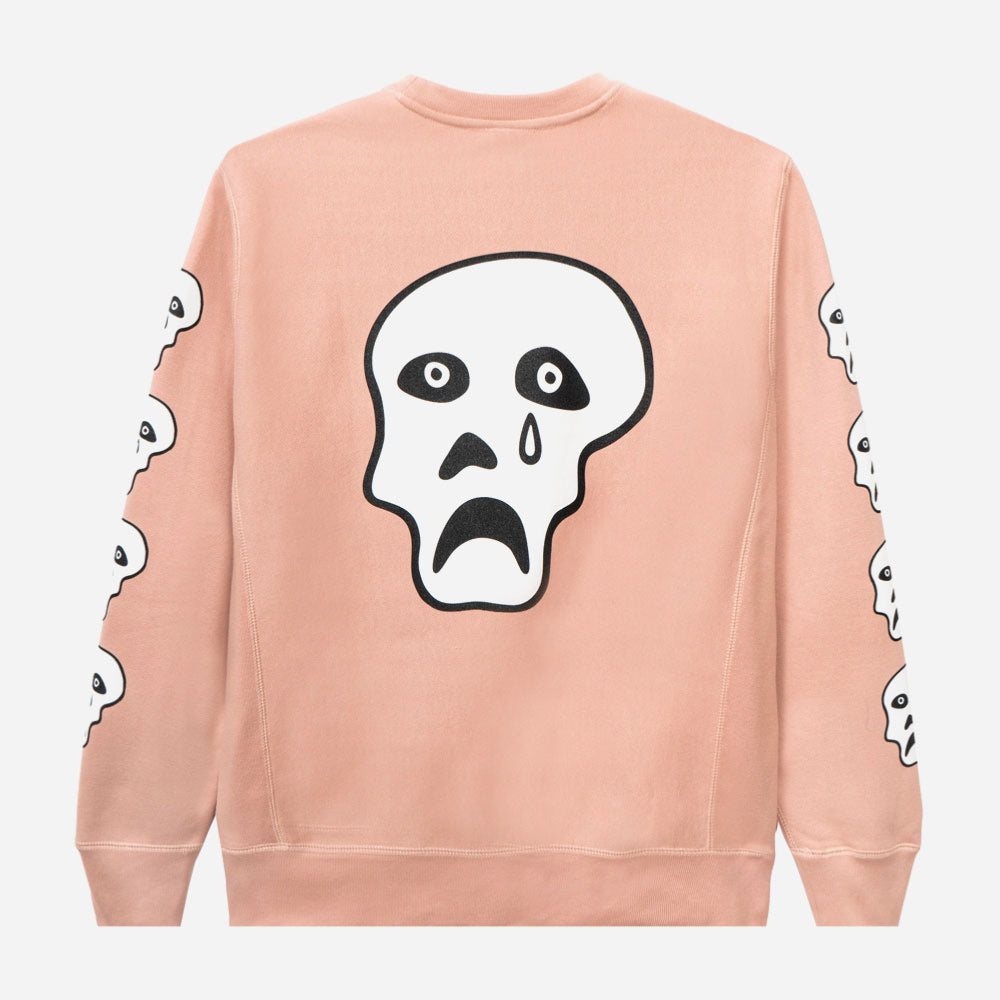TIRED SAD SKULLS CREWNECK SWEATER - DUSTY PINK