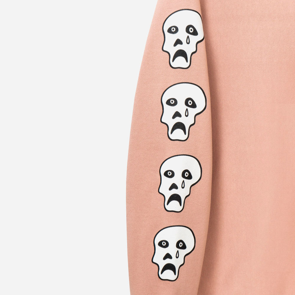 TIRED SAD SKULLS CREWNECK SWEATER - DUSTY PINK
