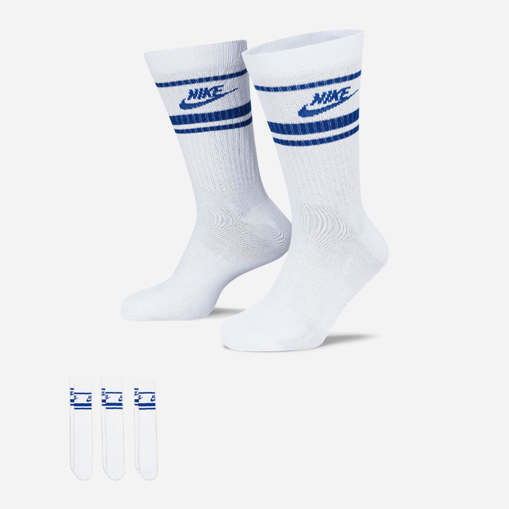 Nike - Everyday Essential Stripe 3 Pack Socks - White / Blue