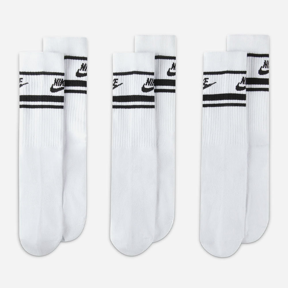 Nike - Everyday Essential Stripe 3 Pack Socks - White / Black