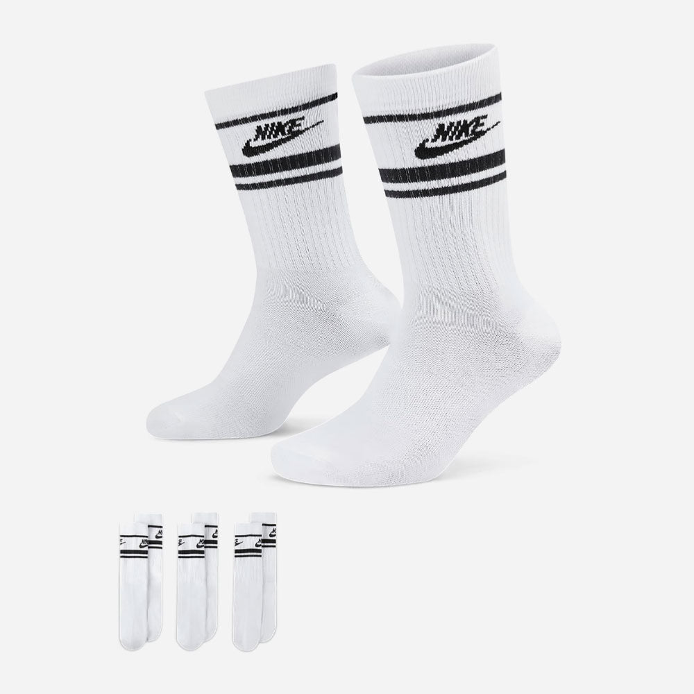 Nike - Everyday Essential Stripe 3 Pack Socks - White / Black