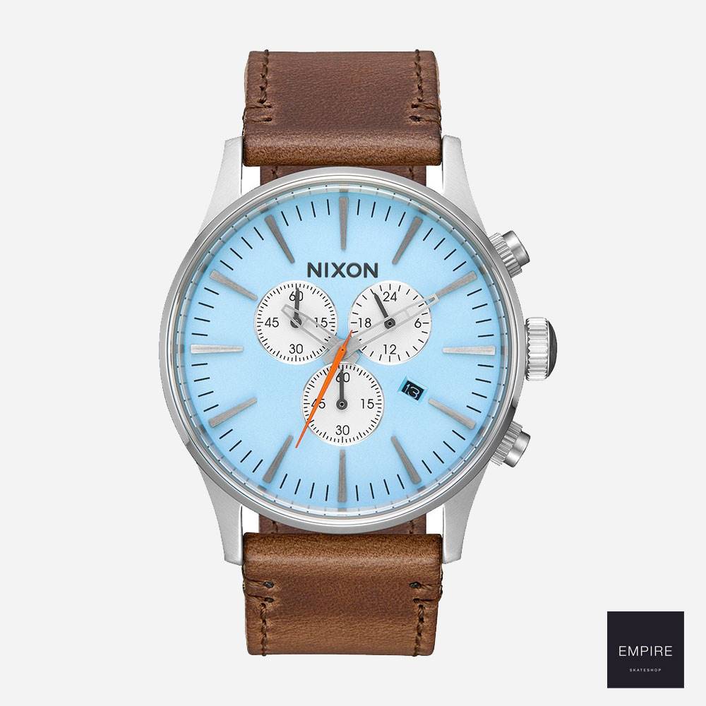 Nixon Sentry Chrono Leather - Sky Blue Taupe