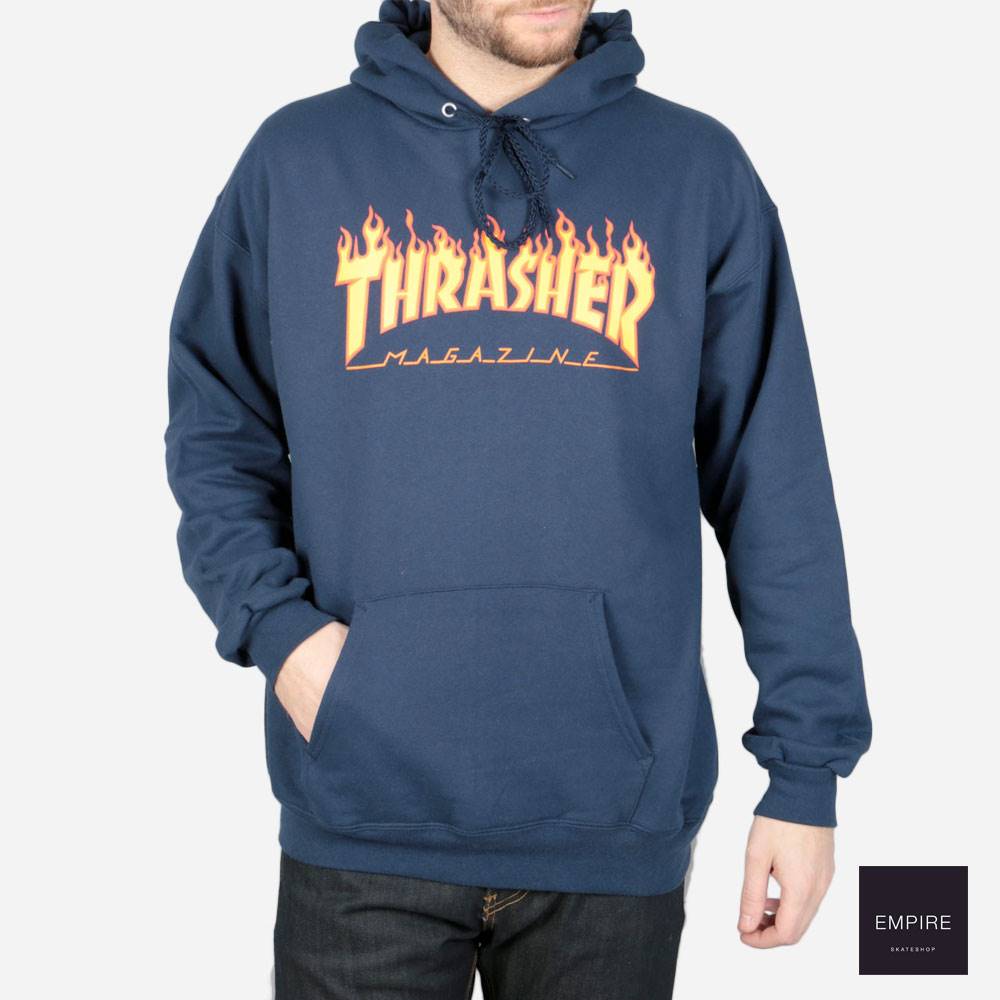 Thrasher Flame Logo Hoody - Navy